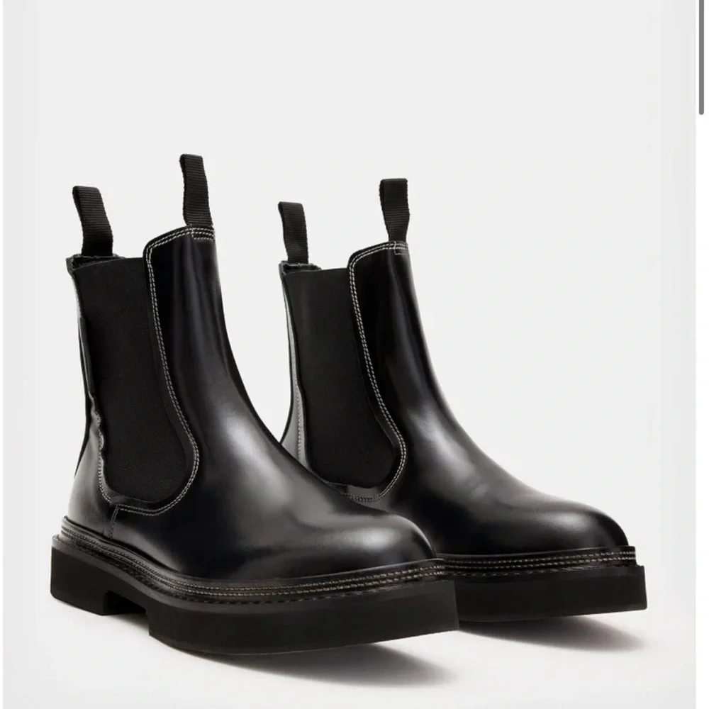 All Saints Mens Jude Chelsea Boots in Black Size US 8 EU 41 NEW